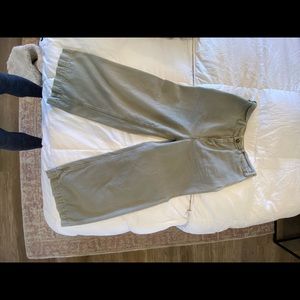 Free People wide leg cropped canvas pant (army green)